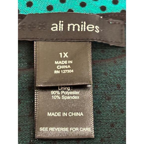 Ali Miles teal/black dot layered tunic, 1X, minimalist, everyday, timeless - Picture 5 of 5